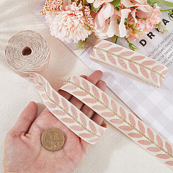 18 Yards Polyester Leaf Jacquard Ribbons&nbsp;SRIB-CY0001-17B