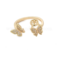 Butterfly Brass Micro Pave Cubic Zirconia Cuff Ring Setting&nbsp;LS-KK-A244-01D-G