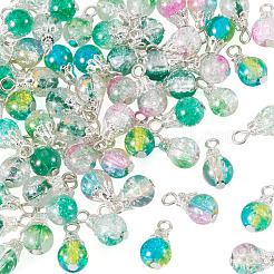 70Pcs 7 Colors Crackle Glass Pendants&nbsp;PALLOY-TADJ00018