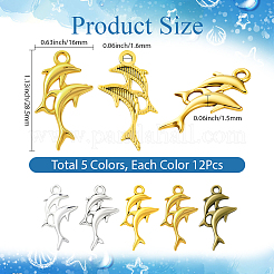 60Pcs 5 Colors Tibetan Style Alloy Pendants&nbsp;FIND-SC0016-87