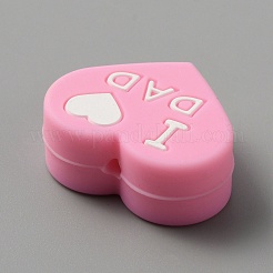 Heart with Word I Love Mom Silicone Beads&nbsp;SIL-WH0001-61H