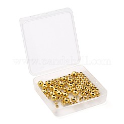 120Pcs 3 Size PVD Vacuum Plating Brass Round Spacer Beads Set&nbsp;KK-LS0001-11G