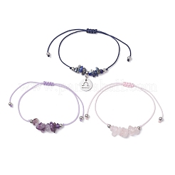 3Pcs Constellations Adjustable Nylon Cord Braided Bead Bracelets for Women Men&nbsp;BJEW-JB11325-07