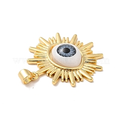 Evil Eye Resin Brass Pendants&nbsp;RESI-E026-02G-M