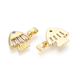 Brass Micro Pave Clear Cubic Zirconia Charms&nbsp;KK-N259-14G
