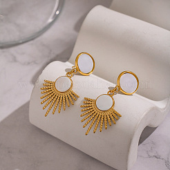 Fan 304 Stainless Steel Dangle Stud Earrings&nbsp;LS-AT4546