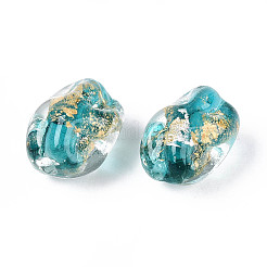 Handmade Gold & Silver Foil Glass Beads&nbsp;FOIL-N030-02E
