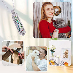 1Pc 304 Stainless Steel Tree of Life Hollow Column Pendant Pet Urn Ashes Necklaces&nbsp;NJEW-CA0001-28RC