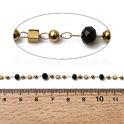 Handmade 304 Stainless Steel Glass Rondelle Link Chains&nbsp;CHS-L032-08G-02
