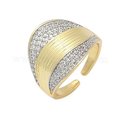 Brass Micro Pave Cubic Zirconia Open Cuff Ring for Women&nbsp;RJEW-F177-03GP-02