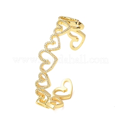 Brass Micro Pave Clear Cubic Zirconia Cuff Bangles for Women&nbsp;BJEW-C140-35G