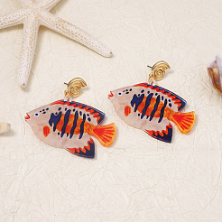 Ocean Acrylic & Alloy Dangle Earrings for Women&nbsp;WG27996-02