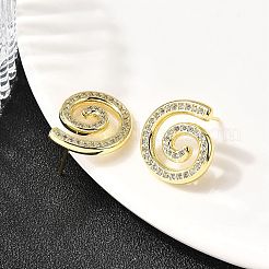 Vortex Spiral Brass Micro Pave Clear Cubic Zirconia Stud Earrings&nbsp;EJEW-L305-05G-02