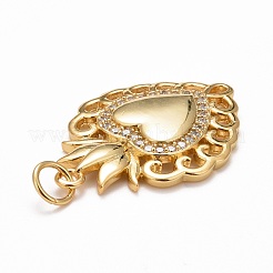 Rack Plating Brass Micro Pave Clear Cubic Zirconia Pendants&nbsp;KK-M229-09G