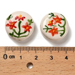Flower Theme Printed Handmade Porcelain Beads&nbsp;LAMP-D303-06C-03