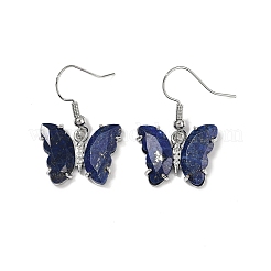 Natural Lapis Lazuli Brass Dangle Earrings&nbsp;EJEW-M081-01P-07