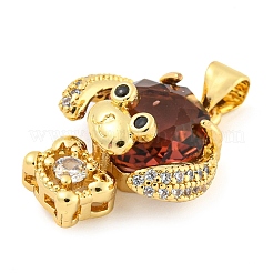 Rack Plating Brass Micro Pave Clear Cubic Zirconia Pendants&nbsp;ZIRC-L100-154G