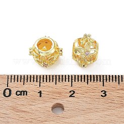 Rack Plating Brass Micro Pave Cubic Zirconia European Beads&nbsp;KK-B078-08G18