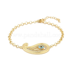 Brass Micro Pave Cubic Zirconia Link Bracelets&nbsp;BJEW-H202-03G
