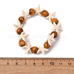 Beach Starfish Dyed Synthetic Turquoise Stretch Bracelets&nbsp;BJEW-JB10289-02