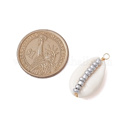6Pcs 6 Styles Natural Cowrie Shell & Glass Seed Beads Pendants&nbsp;PALLOY-JF02759-06