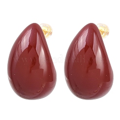 Brass Enamel Stud Earrings&nbsp;EJEW-E615-01G