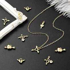 10Pcs 5 Styles Brass Micro Pave Clear Cubic Zirconia Charms&nbsp;KK-CJ0004-45