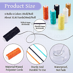 6 Rolls 6 Colors Flat Waxed Polyester Cords&nbsp;YC-TA0001-08C