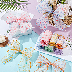 12 Yards 6 Colors Printed Polyester Gauze Ribbon&nbsp;OCOR-WR0001-82