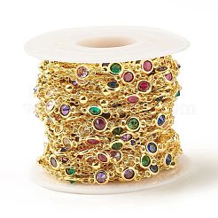 Cubic Zirconia Flat Round Link Chain&nbsp;CHC-E024-09G