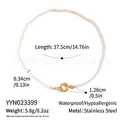 Vintage Natural Freshwater Pearl Rice Beaded Necklaces with 304 Stainless Steel Spring Ring Clasps for Women&nbsp;AQ9870