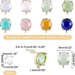 16Pcs 8 Colors Brass Glass Stud Earring Findings&nbsp;DIY-FH0004-50