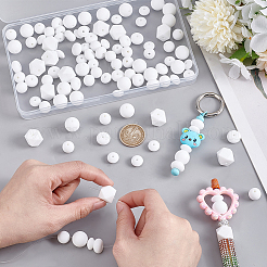 125Pcs 5 Styles Round & Hexagonal & Rondelle Food Grade Eco-Friendly Silicone Beads&nbsp;SIL-PH0001-36A