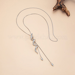 Adjustable Alloy & Iron Snake Y Tassel Lariat Necklaces with Crystal Rhinestone for Women&nbsp;WGA90BD-01