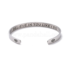 Non-Tarnish 304 Stainless Steel Infinity Heart Open Cuff Bangle&nbsp;BJEW-G653-04P