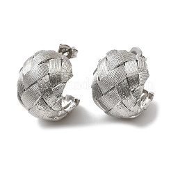 Brass Woven C-Shaped Stud Earrings&nbsp;EJEW-H171-04P