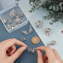 12Pcs 6 Styles Rack Plating Brass Cage Pendants&nbsp;KK-AR0003-35