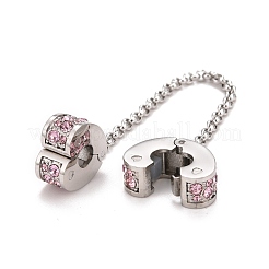 304 Stainless Steel Heart Safety Chain Clip Lock Stopper Charms&nbsp;STAS-C047-07P