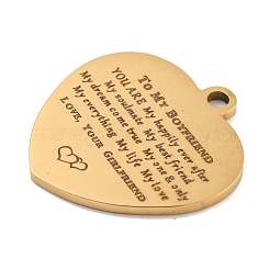Valentine's Day PVD Vacuum Plating 201 Stainless Steel Pendants&nbsp;STAS-L079-24G-04