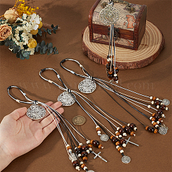 4Pcs 2 Styles Polyester & Alloy & Wood Medal Pendant Decorations&nbsp;HJEW-OC00330