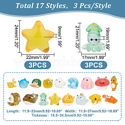 51Pcs 17 Styles Marine Animal Theme Resin Display Decorations&nbsp;CRES-GA0001-12