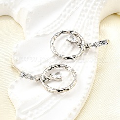 Brass Micro Pave Clear Cubic Zirconia Dangle Stud Earrings&nbsp;EJEW-M103-05P