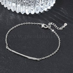 Brass Micro Pave Clear Cubic Zirconia Link Bracelets&nbsp;BJEW-E114-01B-P