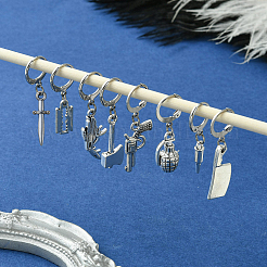 10Pcs 10 Style Killer's Weapon Theme Alloy Pendant Locking Stitch Markers&nbsp;HJEW-CJ00010