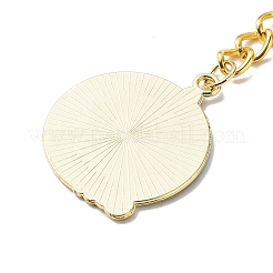 Space Theme Alloy Enamel Flat Round Pendant Keychain&nbsp;KEYC-JKC00390