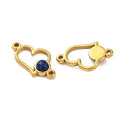 Ion Plating(IP) 304 Stainless Steel Pave Natural Mixed Stone Heart Connector Charms&nbsp;STAS-Z100-14G