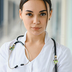 12Pcs 6 Style Alloy Enamel Stethoscope Pendant Decorations&nbsp;HJEW-FH00122