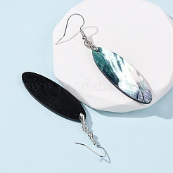 Brass Abalone Shell Dangle Earrings&nbsp;EJEW-C161-01B