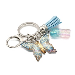 26Pcs Transparent Epoxy Resin & Transparent Acrylic & Faux Suede Tassel Keychain&nbsp;KEYC-JKC01202-09