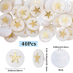 40Pcs Natural Freshwater Shell Pendants&nbsp;SHEL-SC0002-04